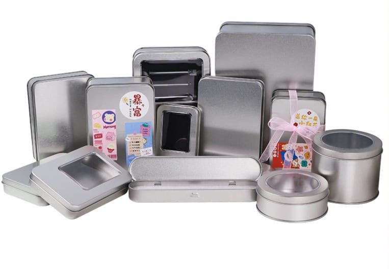 Wholesale Small Batch Square Rectangle Silver Tinplate Box Food Grade Metal Packaging for Cookies Biscuits in Stock