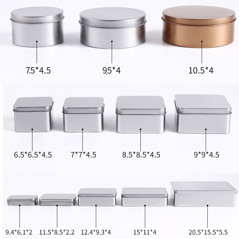 Custom Silver Rectangle Round Tinplate Box Food Grade Metal Tin Packaging Container for Cigarettes Pastries Pills Storage Wholesale