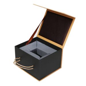 Custom Kraft Paper Flip Top Box with Handle for Tumbler Water Bottle Gift Packaging Rigid Paperboard Printing Logo Wholesale B2B Manufacturer Bulk Order Low MOQ Eco Friendly Biodegradable with Magnetic Closure or Ribbon for Glass Bottle Coffee Mug Travel Cup