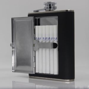 304 Stainless Steel Cigarette Case with Hip Flask & Funnel 5/6 Oz Liquid Bottle Combined Creative 2-in-1 Smoking & Drinking Accessory In Stock