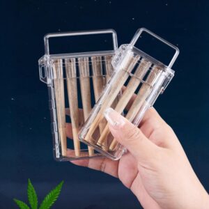 Transparent Anti-Moisture Cigarette Case for 5 Cigarettes or Cones Thick Acrylic Protective Box with Card Slot Portable Waterproof Hard Shell Wholesale