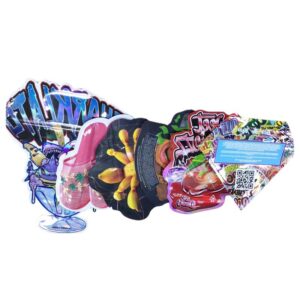 Weed Mylar Bag Matte Soft Touch Film Child Resistant Polyester Film Stand Up Pouch for Tobacco Herbs Custom Shape Wholesale Smell Proof Pouch Child Lock Bag Resealable