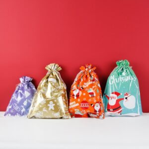 Original Christmas Candy Bag Gift Drawstring Tote Bag Christmas Packaging Bags Cross Border Hot Sale Wholesale Flat Bottom Gift Bag Reusable Drawstring Pouch