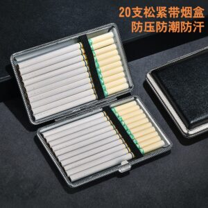 New Leather Texture Metal Cigarette Case for Women Slim & Lightweight 20-Slot for Slim Cigarettes or Cones PU Leather Wrapped Cross-Border Wholesale