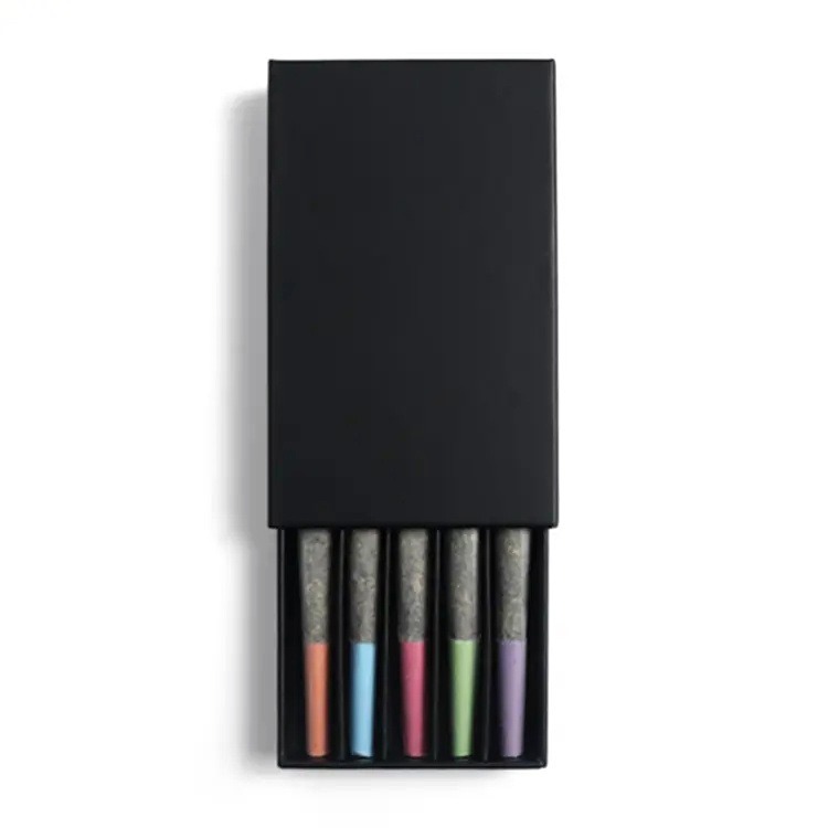 All Black Drawer Style Empty Cigarette Boxes Wholesale for Cross-Border Custom Logo & Size High-Quality Cardboard Case for 20 Cigarettes or Cones OEM Acceptable