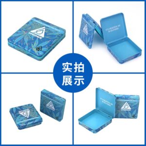 Custom Cigarette Tin Box Flip-top Herbal Tablet Metal Packaging Box Tinplate Square with Plastic Cigar Case