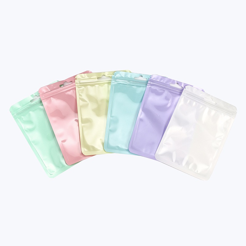 Macaron Color Self Sealing Bag Holographic Thick Clear Colorful Bone Bag for Jewelry Makeup Brush Sealed Pouch Wholesale Resealable Zipper Bag Candy Packaging