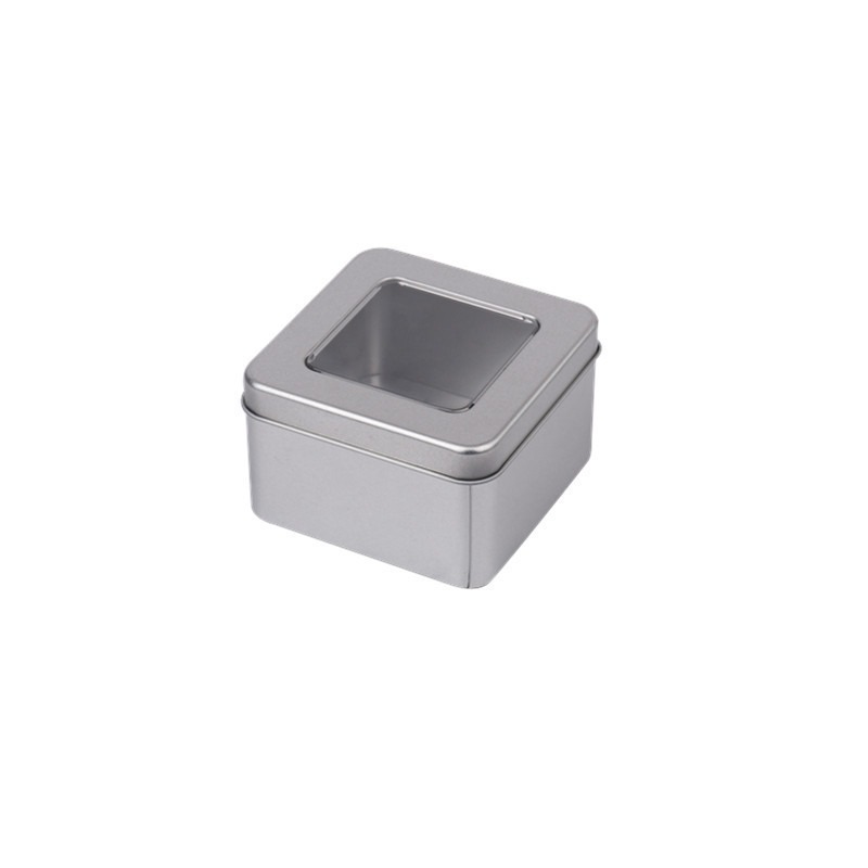 Food Tin Box Packaging Rectangle Tiramisu Container Handmade Soap Metal Tin with Window Custom Logo Wholesale