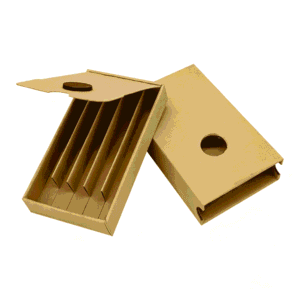 Kraft Paper Slide Drawer Box with Child Resistant Lock Flip Top Rigid Paper Packaging for 5 Cigarette or Pre Roll Drawer Gift Box Wholesale B2B Supplier OEM Low MOQ Eco Friendly Recyclable Magnetic Closure Custom Logo Embossed Foil Stamping