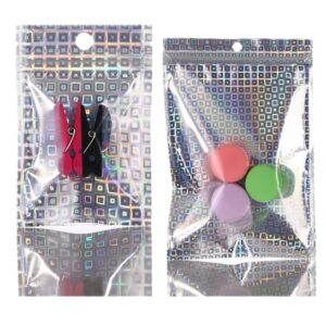 Holographic Resealable Bags, Laser Iridescent Ziplock Pouch for Jewelry & Gift Packaging (Multiple Sizes)