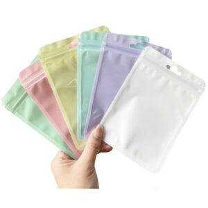 Macaron Pastels Holographic Mylar Bags - Thick Colorful Self Sealing Pouches for Cosmetics and Jewelry