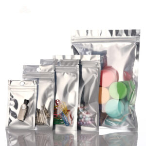 Mylar One-Sided Clear Ziplock Bag, Silver Aluminum Foil Pouch for Packaging