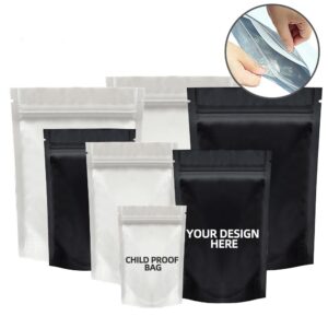 Soft-Touch Holographic Mylar Bags - Double Zipper Childproof Stand Up Pouch for Tobacco