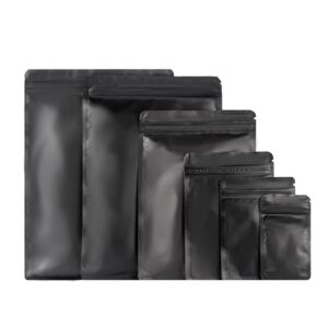 Matte Black Smell-Proof Mylar Bags - Child-Resistant Stand Up Pouches for Dry Herbs