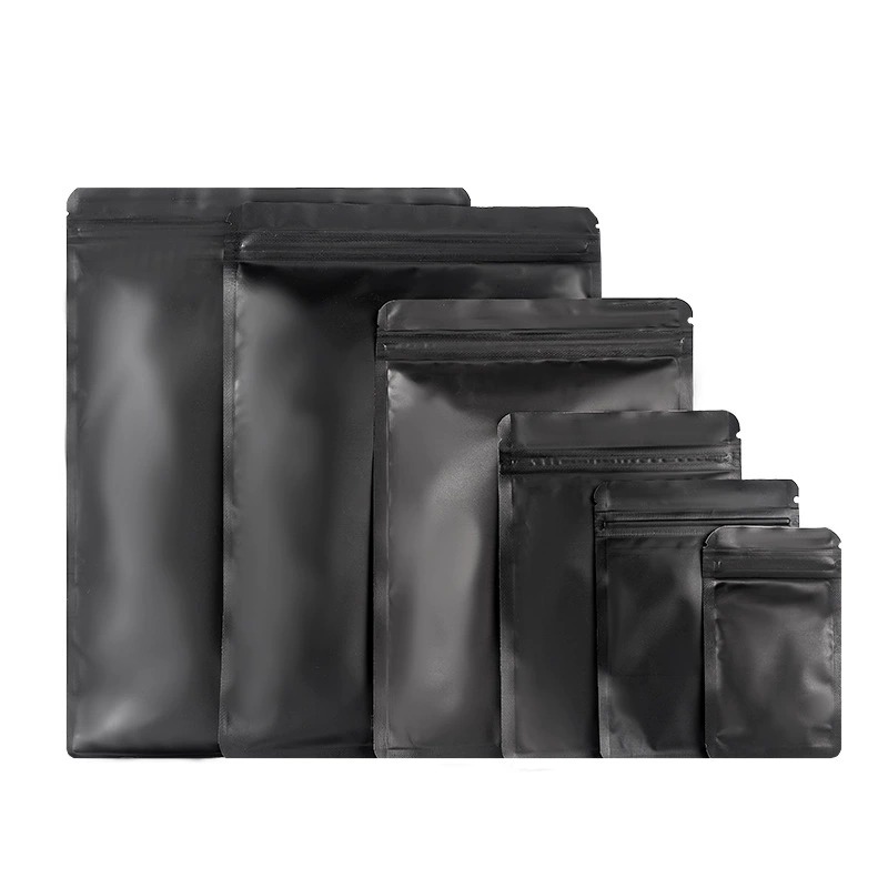 Matte Black Smell-Proof Mylar Bags - Child-Resistant Stand Up Pouches for Dry Herbs