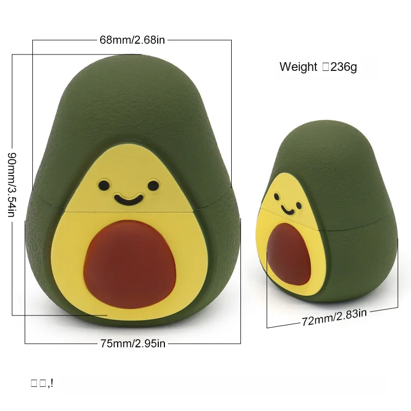 Avocado-Shaped 4-Layer Plastic Herb Grinder - Product detail