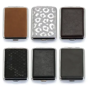 PU Leather 20-Capacity Metal Cigarette Case - Product image
