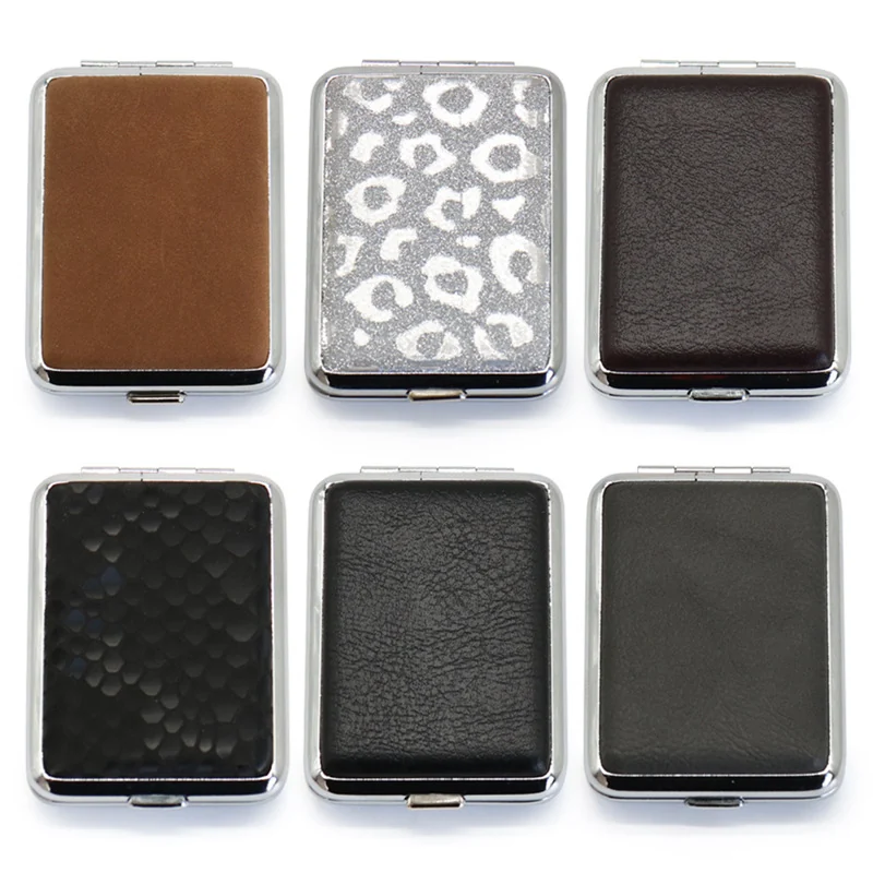 PU Leather 20-Capacity Metal Cigarette Case - Product image