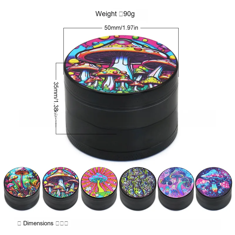 Mushroom 4-Layer Zinc Alloy Herb Grinder, 50 mm - Product detail