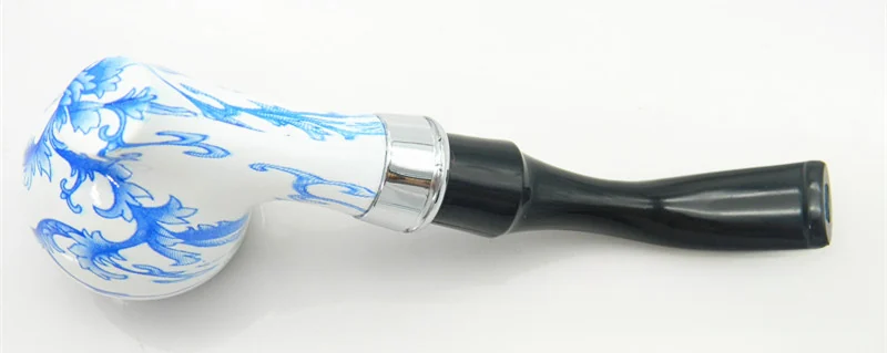Blue-and-White Standing Resin Pipe with Curved Stem
