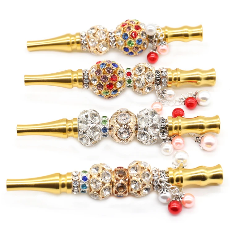 Rhinestone Pendant Metal Filter Pipe, 108 mm - Product image