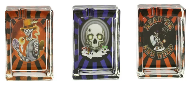 Square Printed Glass Ashtray