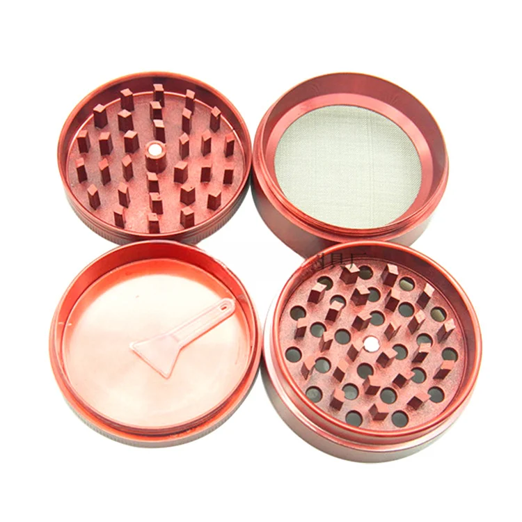 Vertical-Groove 4-Layer Zinc Alloy Herb Grinder, 63 mm