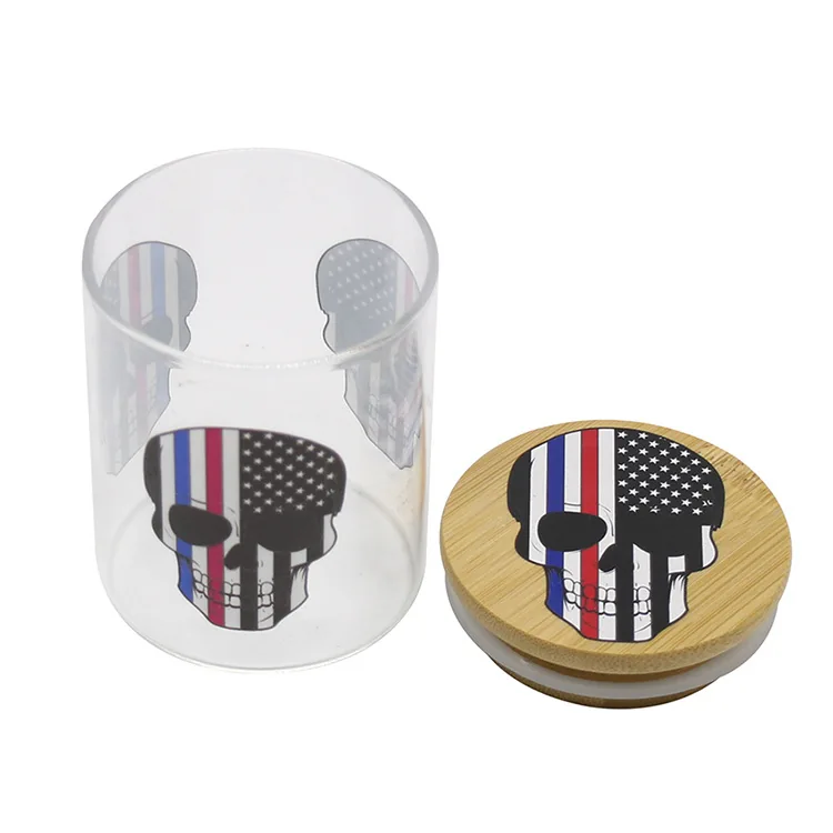 Glass storage jar removable wooden lid