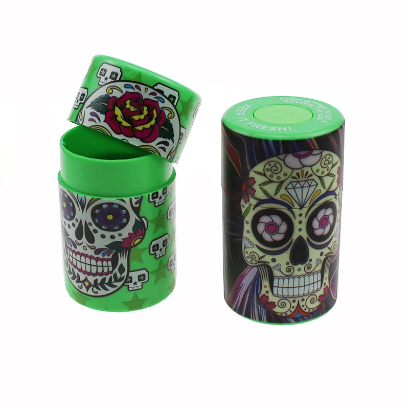 Printed Push-Top Plastic Storage Jar