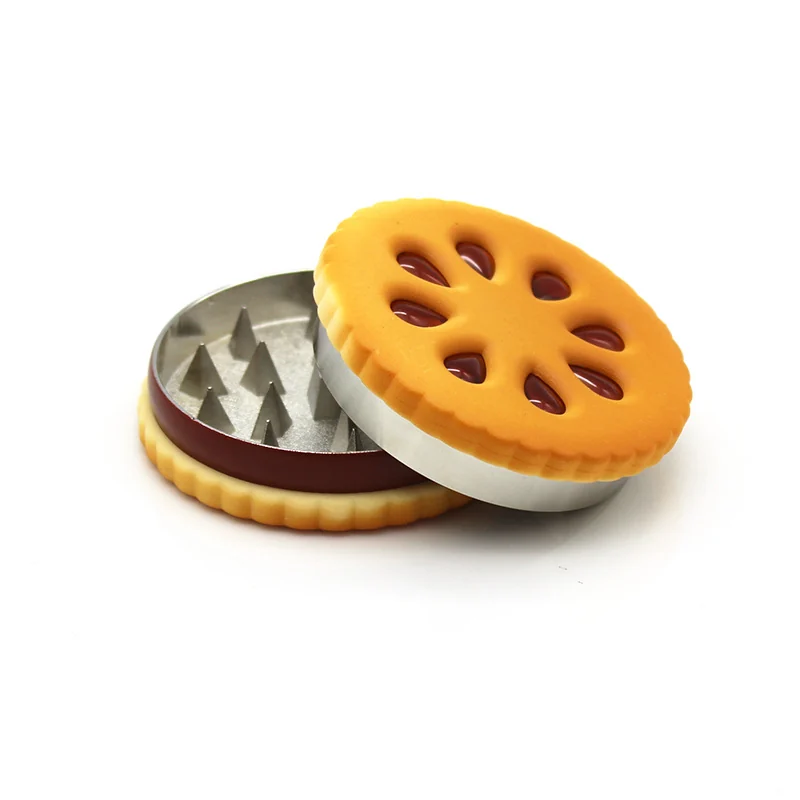 2-Layer Cookie-Shaped Zinc Alloy Herb Grinder, 55 mm - Product image