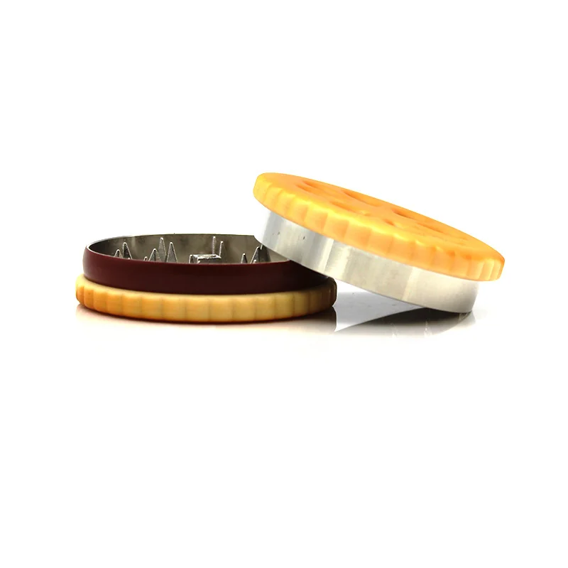 2-Layer Cookie-Shaped Zinc Alloy Herb Grinder, 55 mm - Product detail