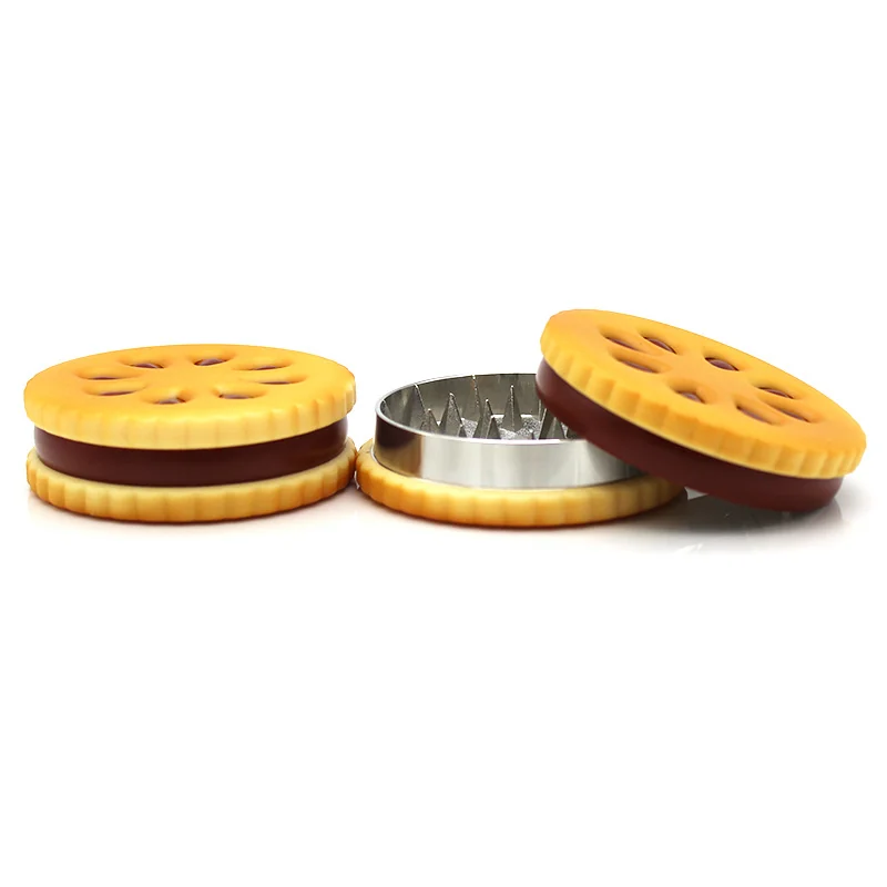 2-Layer Cookie-Shaped Zinc Alloy Herb Grinder, 55 mm