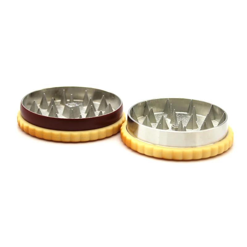 2-Layer Cookie-Shaped Zinc Alloy Herb Grinder, 55 mm