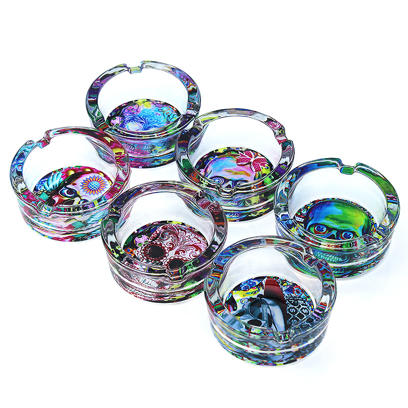 Round Printed Glass Ashtray, 85 mm - Product detail