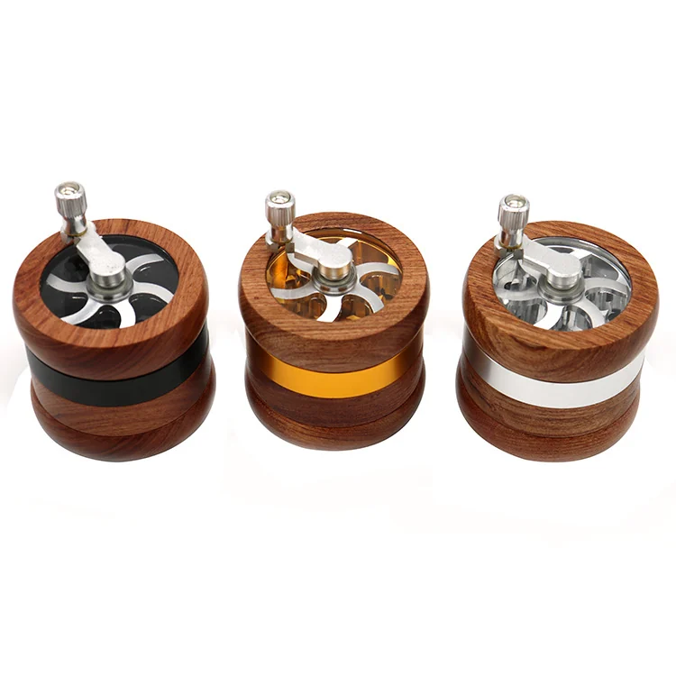 Wood Hand-Crank Herb Grinder with Aluminum Teeth - Product image