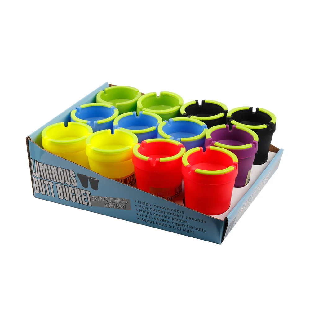 Glow-in-the-Dark Plastic Car Ashtray, 8 x 11 cm