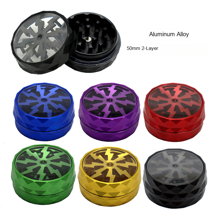 Diamond-Edge 2-Layer Aluminum Herb Grinder, 50 mm