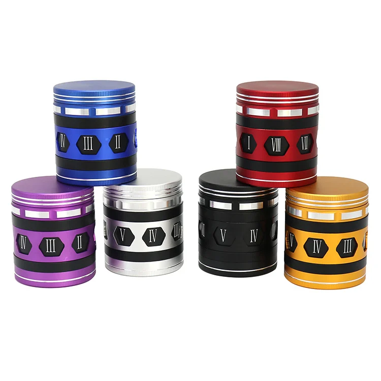 Roman Numeral 4-Layer Aluminum Herb Grinder, 63 mm - Product image