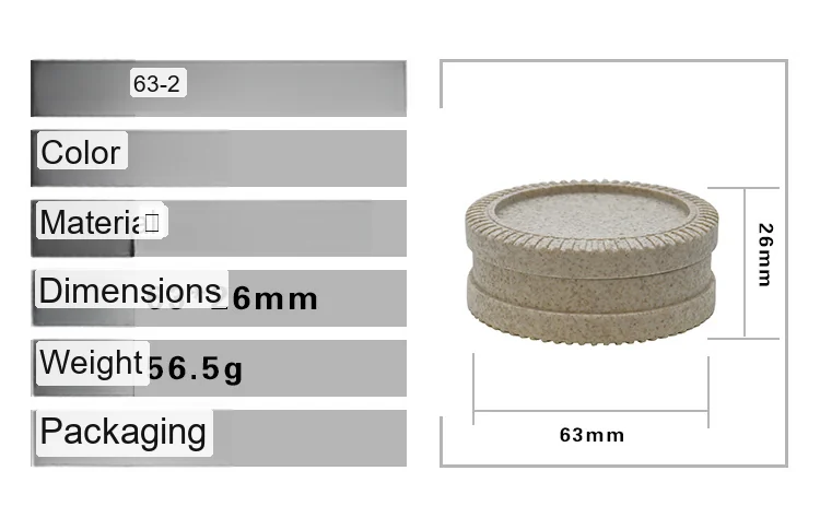 Biodegradable 2-Layer Plastic Herb Grinder, 63 mm - Product detail