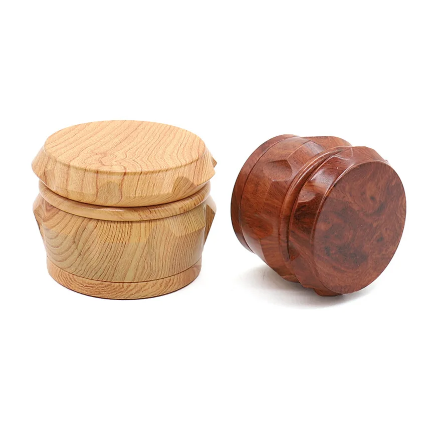 Wood-Finish Four-Layer Zinc Alloy Herb Grinder - Product image