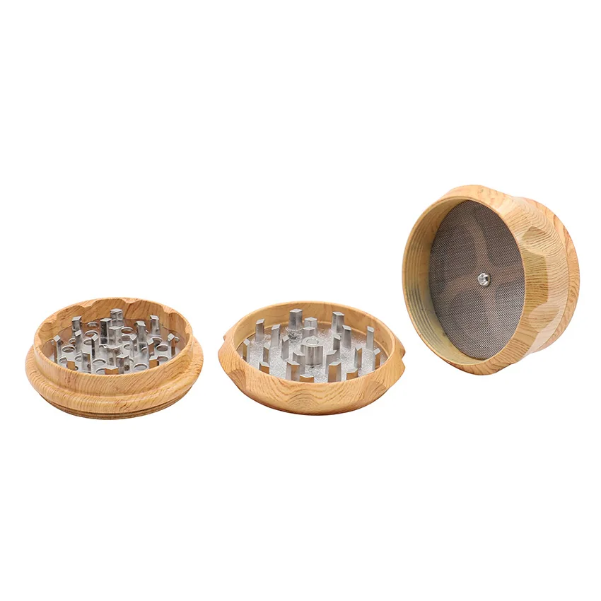 Wood-Finish Four-Layer Zinc Alloy Herb Grinder - Product detail