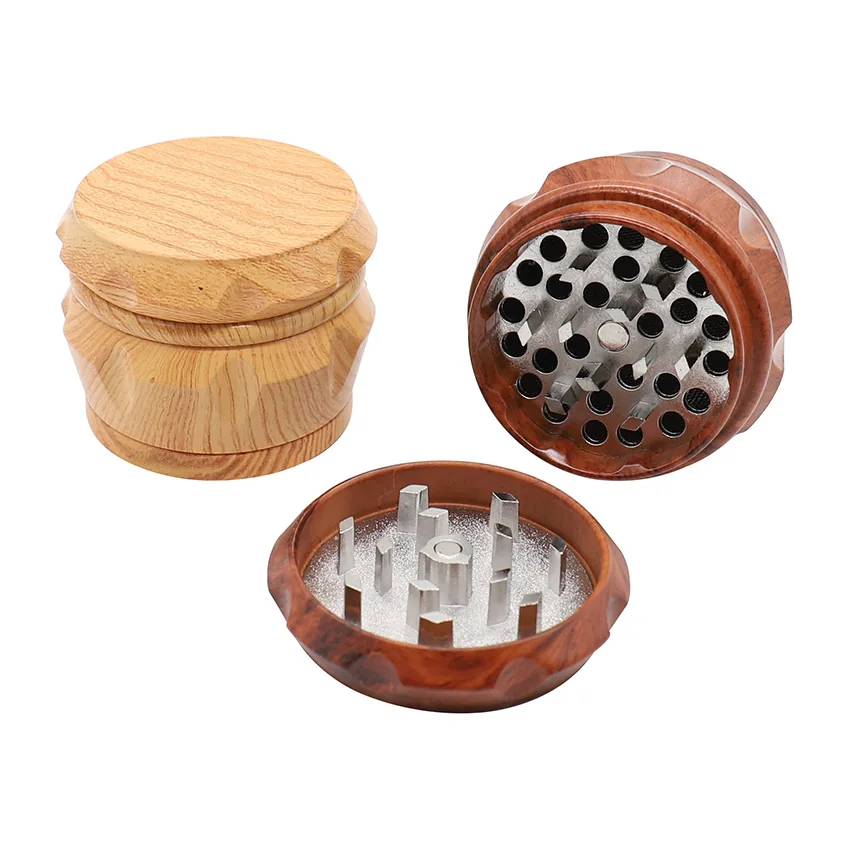 Wood-Finish Four-Layer Zinc Alloy Herb Grinder - Product detail