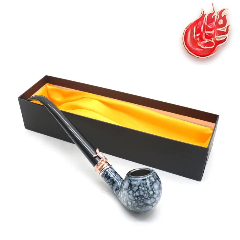 Blue-and-White Pattern Long-Stem Resin Pipe, 245 mm - Product detail