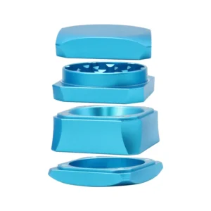 Square Concave 4-Layer Aluminum Herb Grinder, 50 mm - Product image