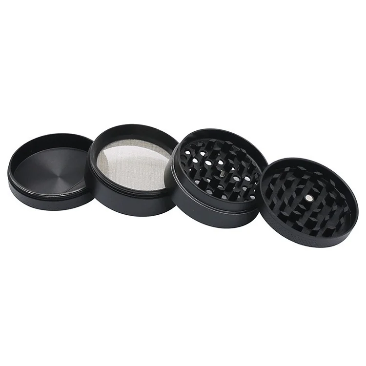 Flat-Top 4-Layer Zinc Alloy Herb Grinder, 55 mm - Product image
