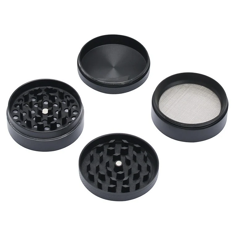 Flat-Top 4-Layer Zinc Alloy Herb Grinder, 55 mm