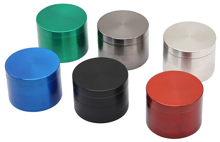 Flat-Top 4-Layer Zinc Alloy Herb Grinder, 55 mm