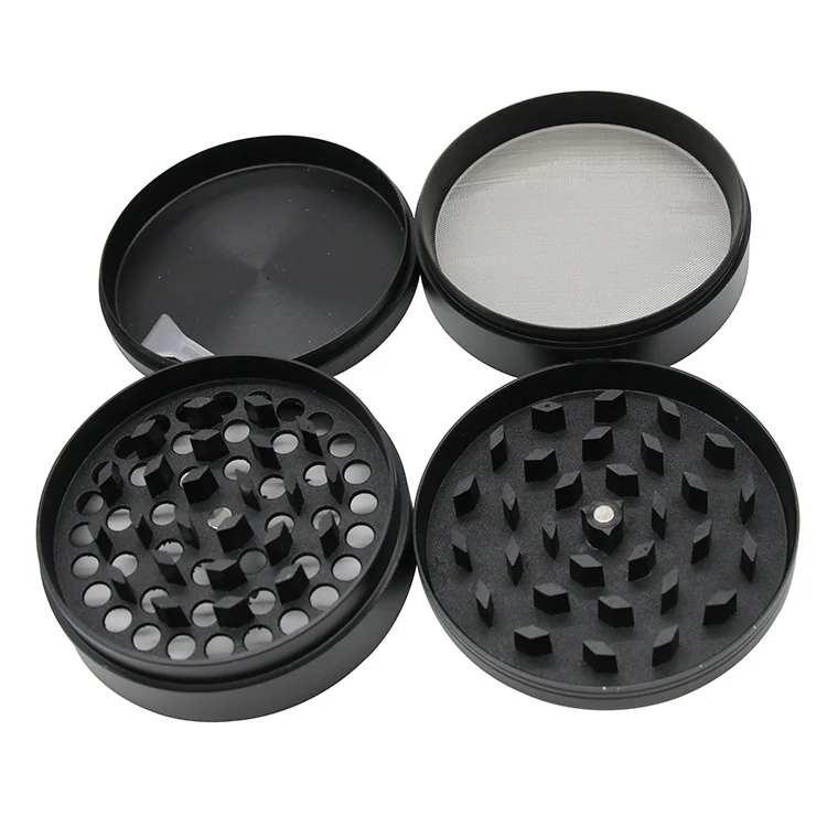 Flat-Top 4-Layer Zinc Alloy Herb Grinder, 75 mm