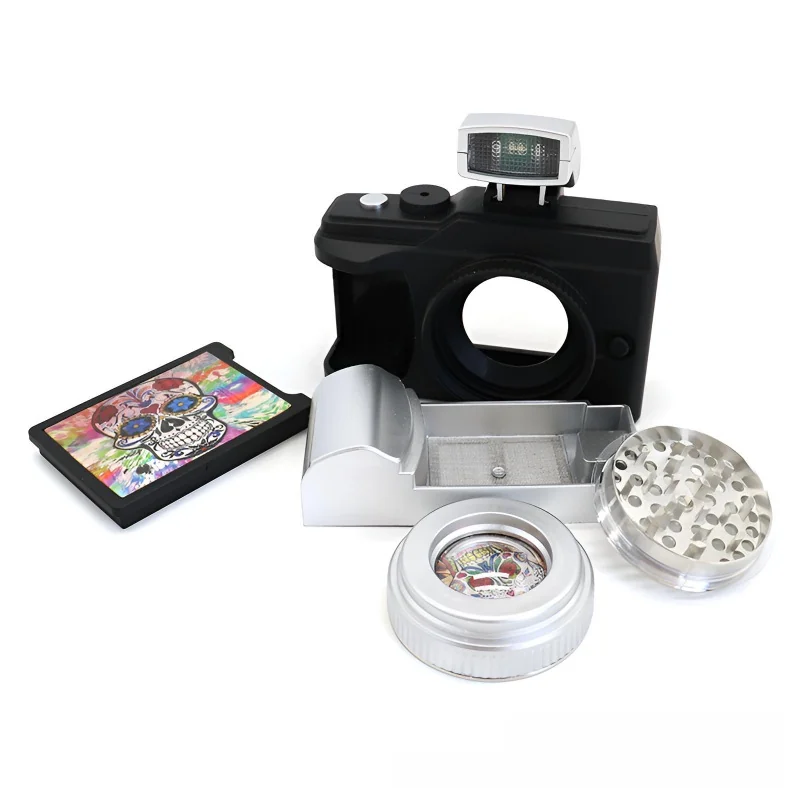 Camera-Shaped Zinc Alloy and Plastic Herb Grinder