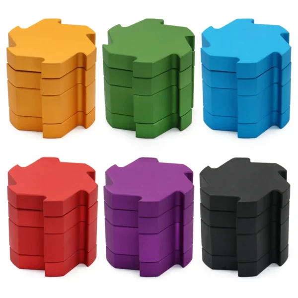 Threadless aluminum herb grinders in six colors